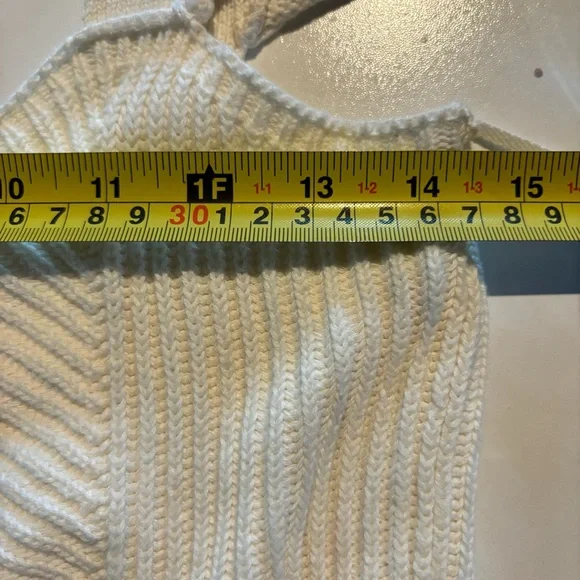 Anthropologie Womens Knit Tank Top Small Ribbed Cream Button Flutter Sleeved - Picture 8 of 8